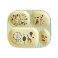 Melamine Kids 4 Room Plate - Fun Fair Mint Print -