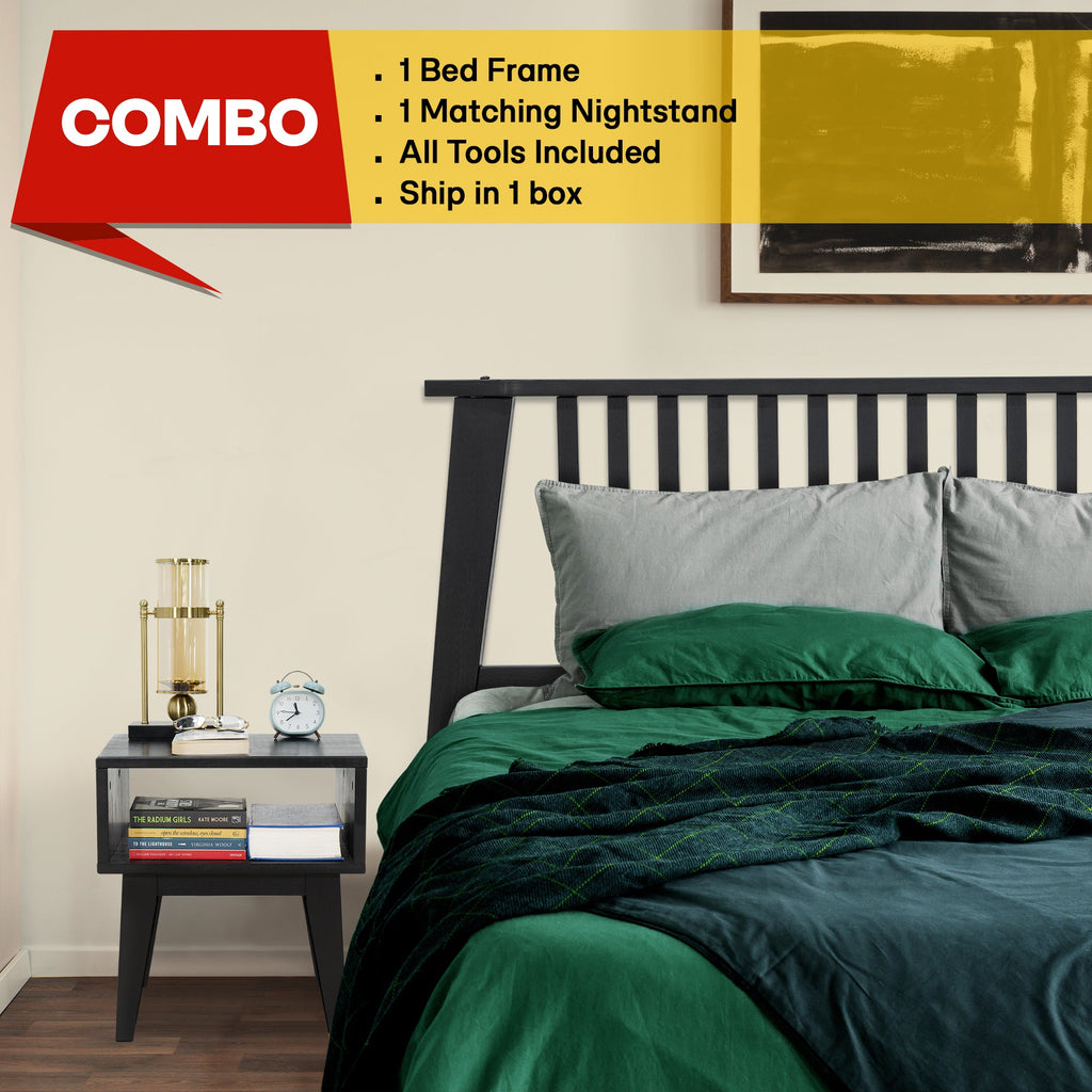 Acacia Kaylin Bed Frame & Nightstand Set for a Stylish Bedroom