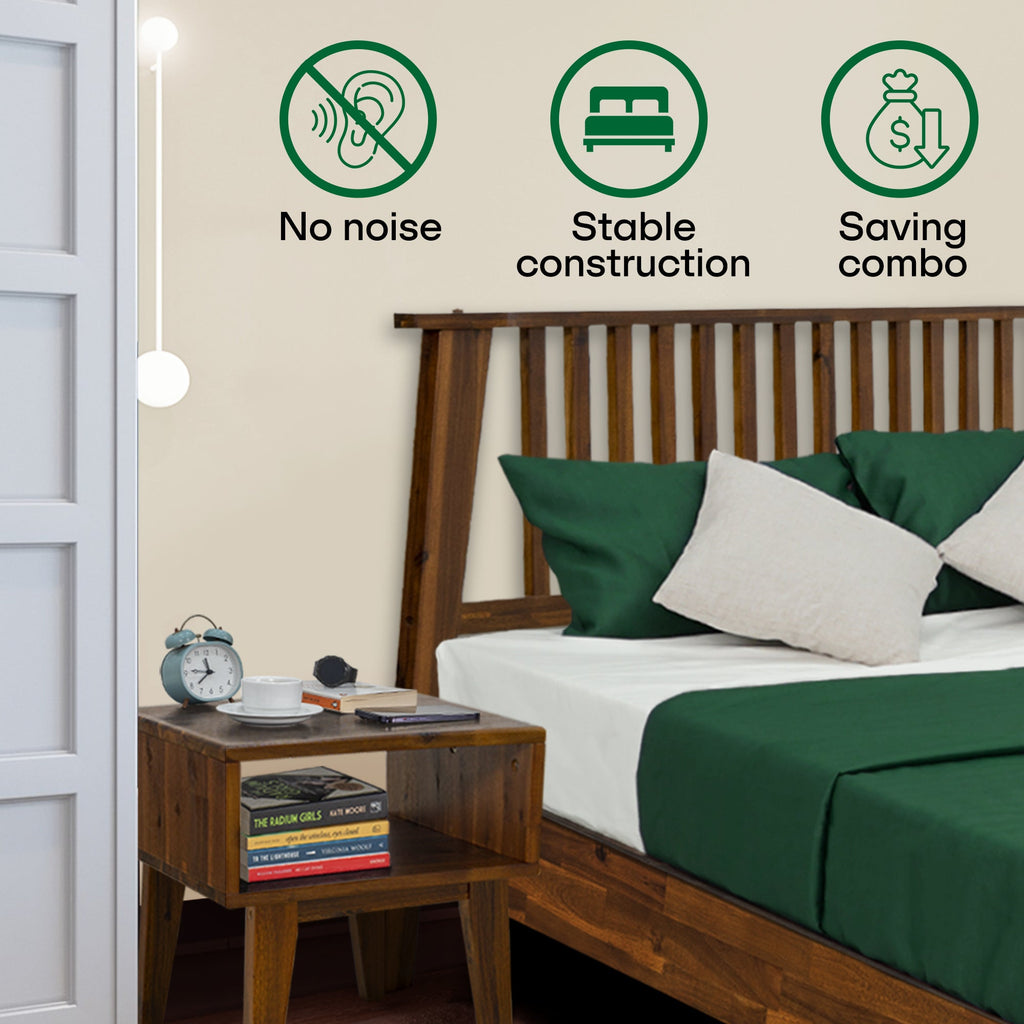 Acacia Kaylin Bed Frame & Nightstand Set for a Stylish Bedroom