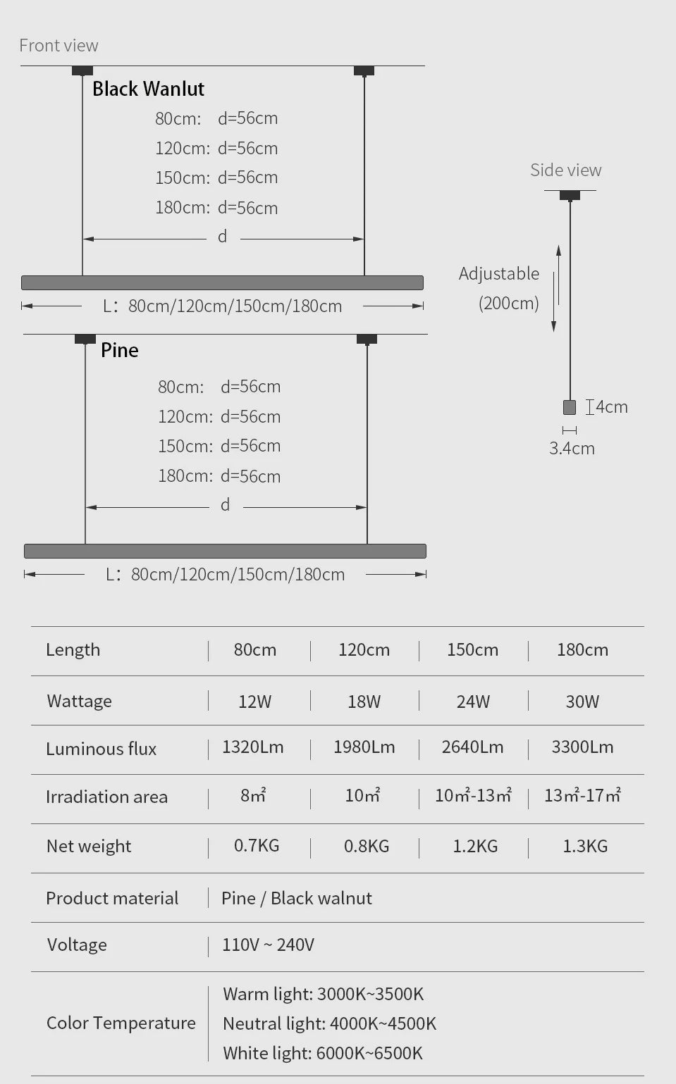 LINDÖ Wood Dimmable Linear Pendant Light | 3CARATS