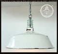 Antique White Enamel Pendant Light with Glass Insulator