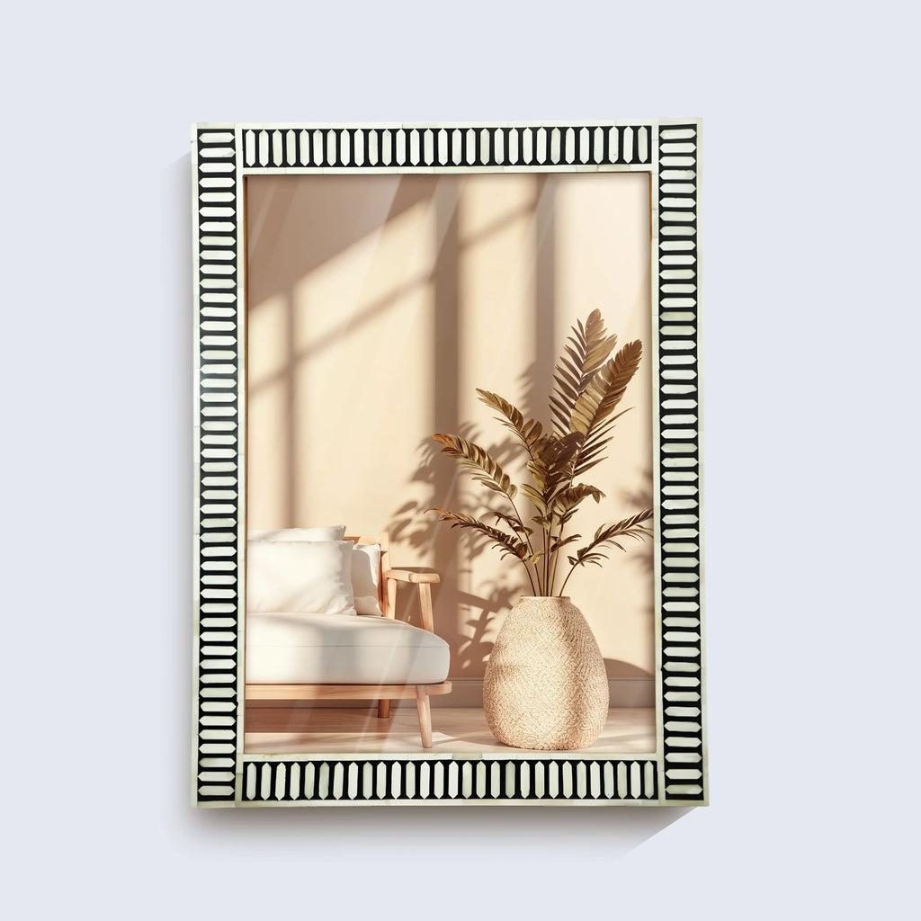 Handmade Bone & Resin Inlay Wall Hanging Mirror Frame – 40x30