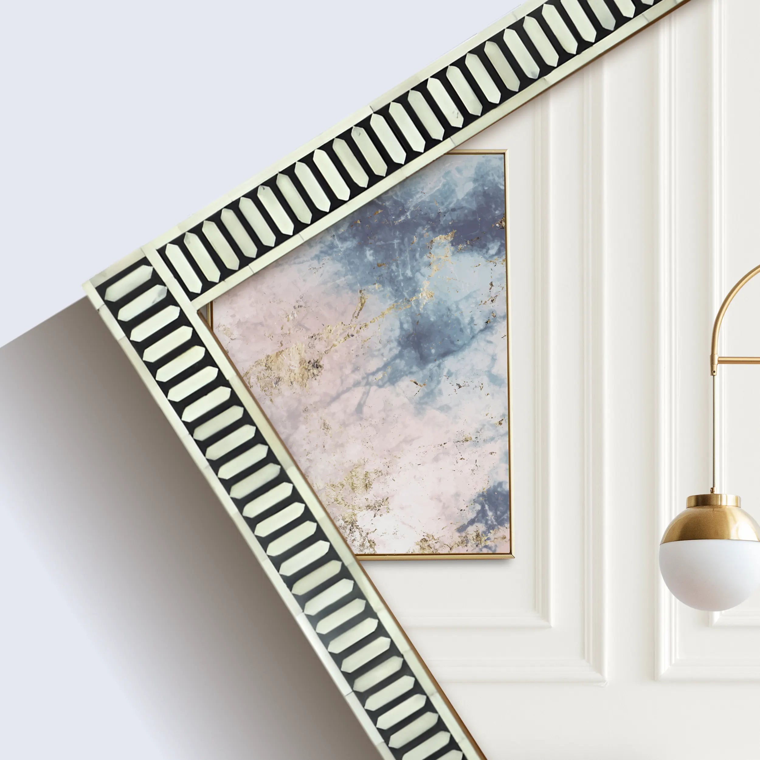 Handmade Bone & Resin Inlay Wall Hanging Mirror Frame – 40x30