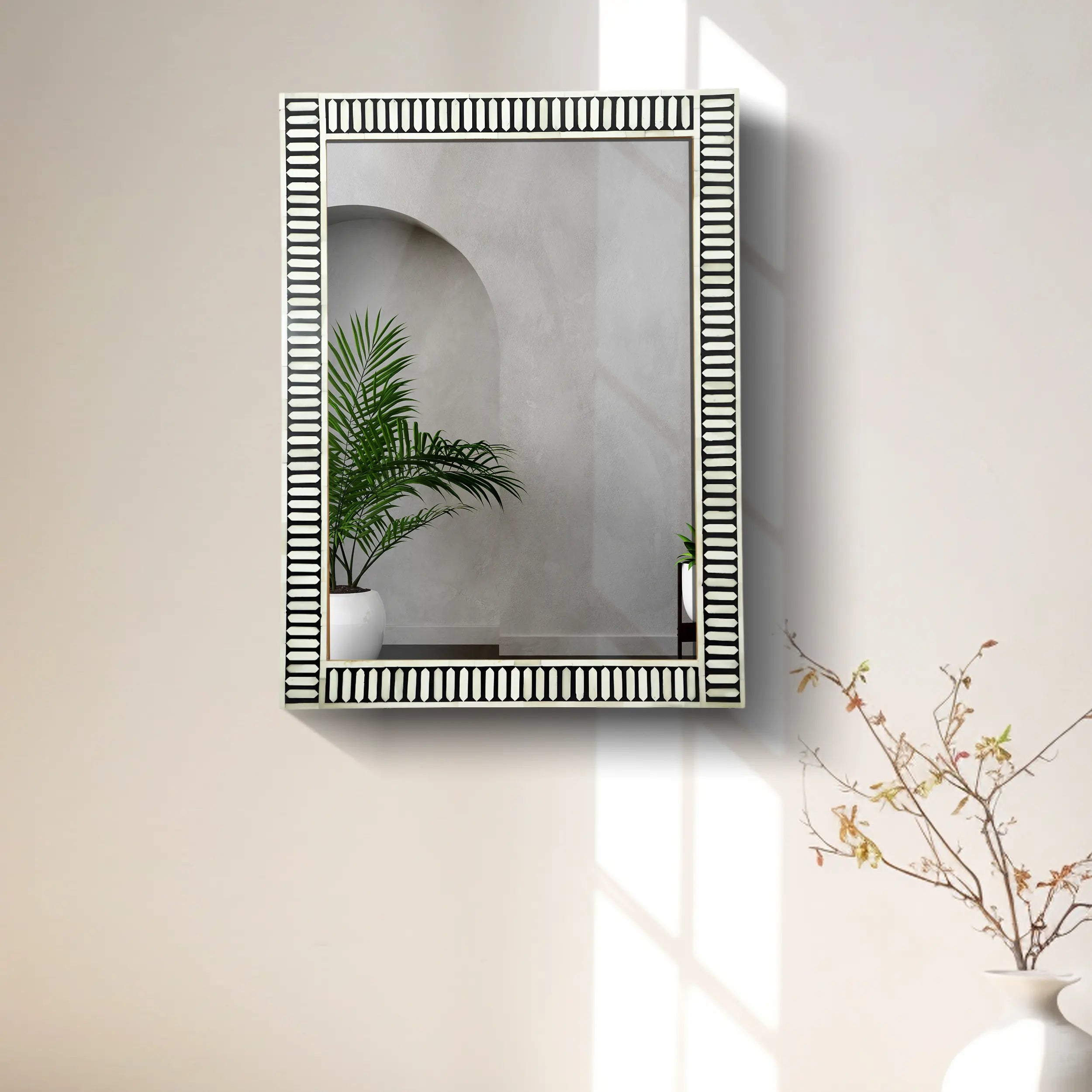 Handmade Bone & Resin Inlay Wall Hanging Mirror Frame – 40x30