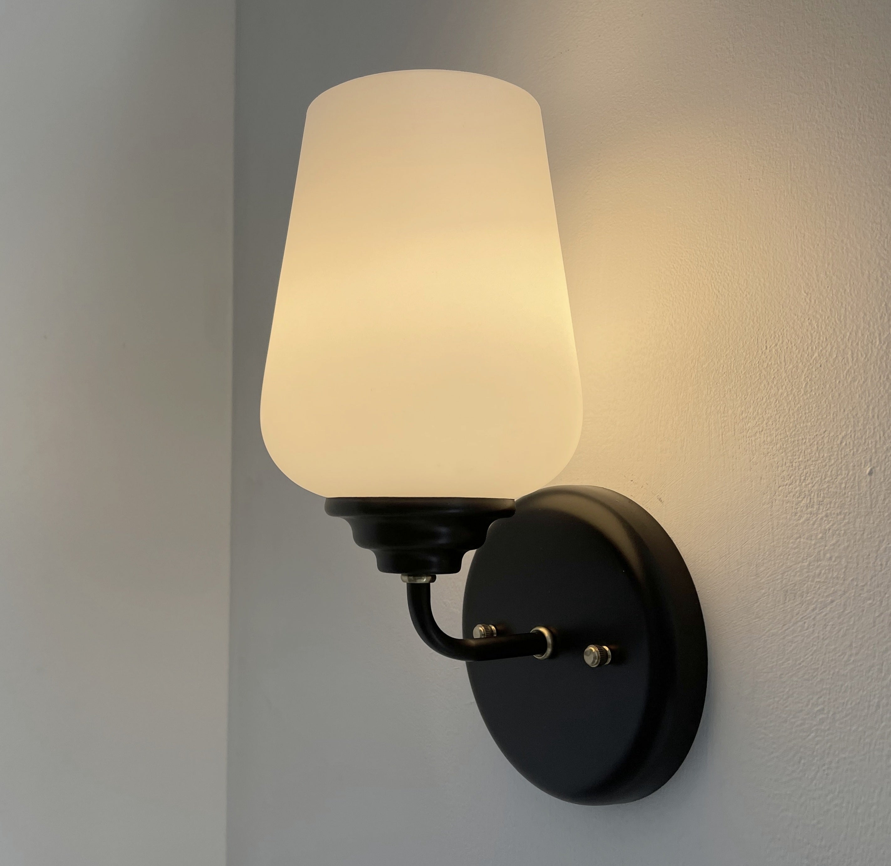 MODERN SLEEK Opal Wall SCONCE Brass and Black