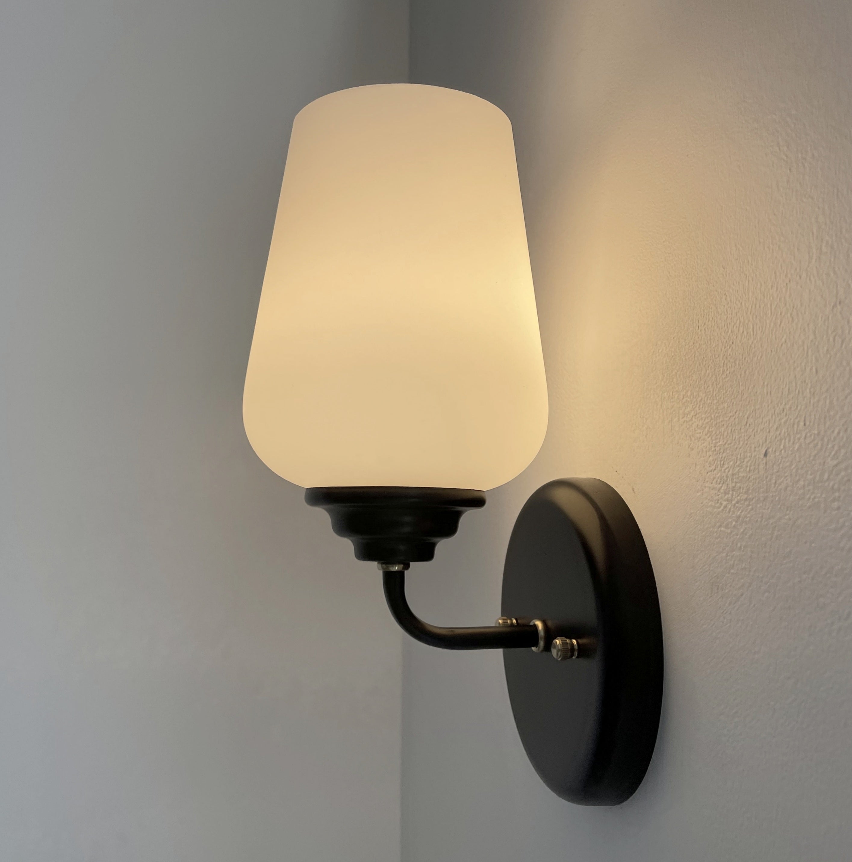 MODERN SLEEK Opal Wall SCONCE Brass and Black