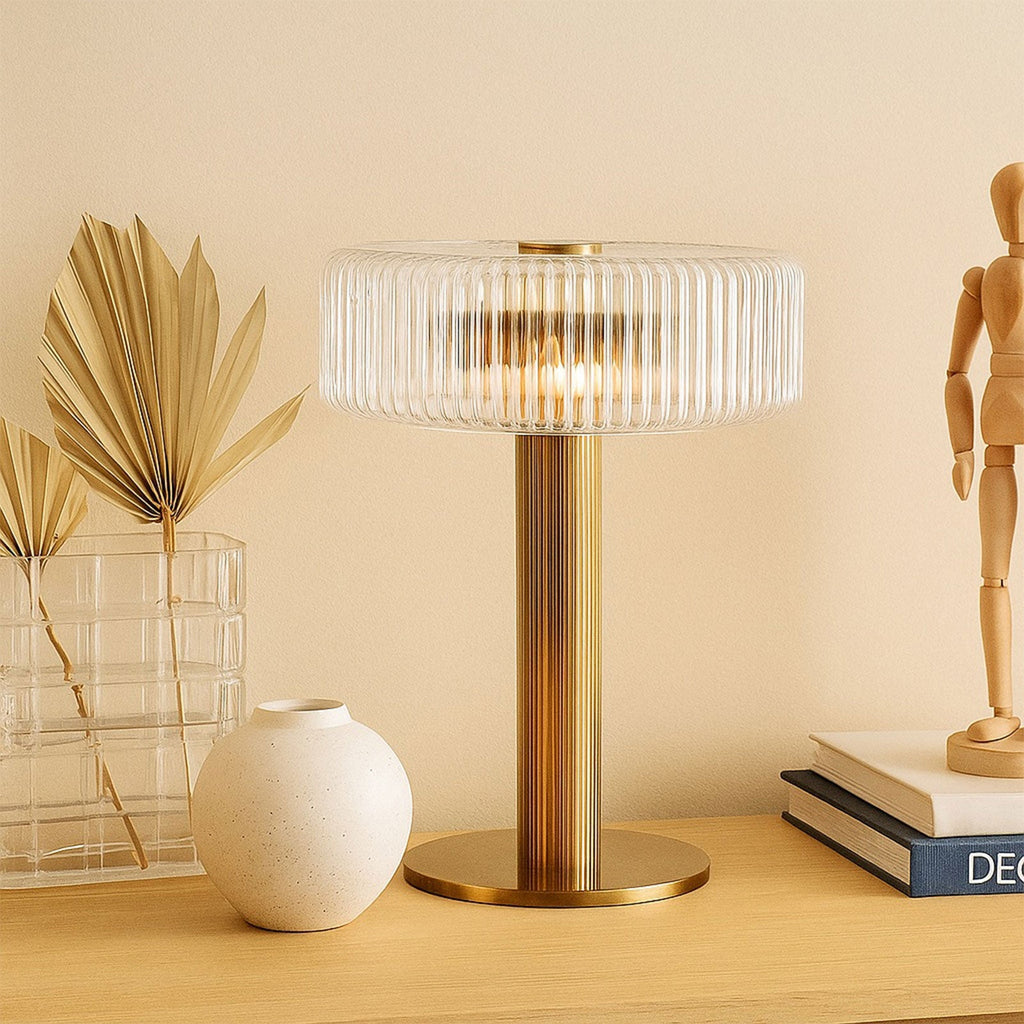 Opaque Striped Glass Shade Table Lamp