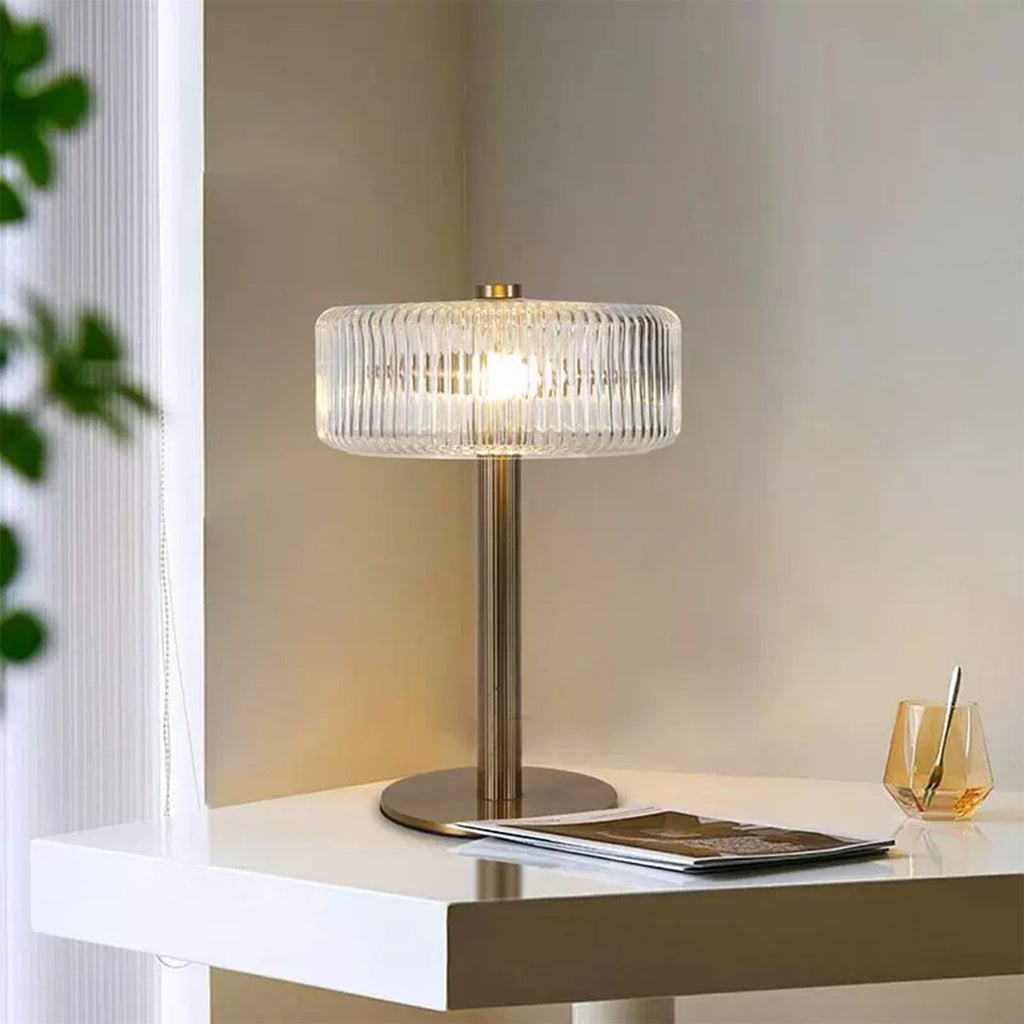 Opaque Striped Glass Shade Table Lamp