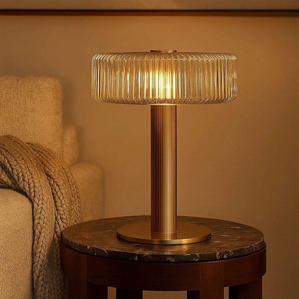 Opaque Striped Glass Shade Table Lamp