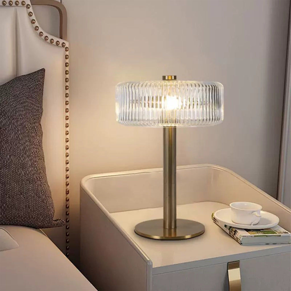 Opaque Striped Glass Shade Table Lamp