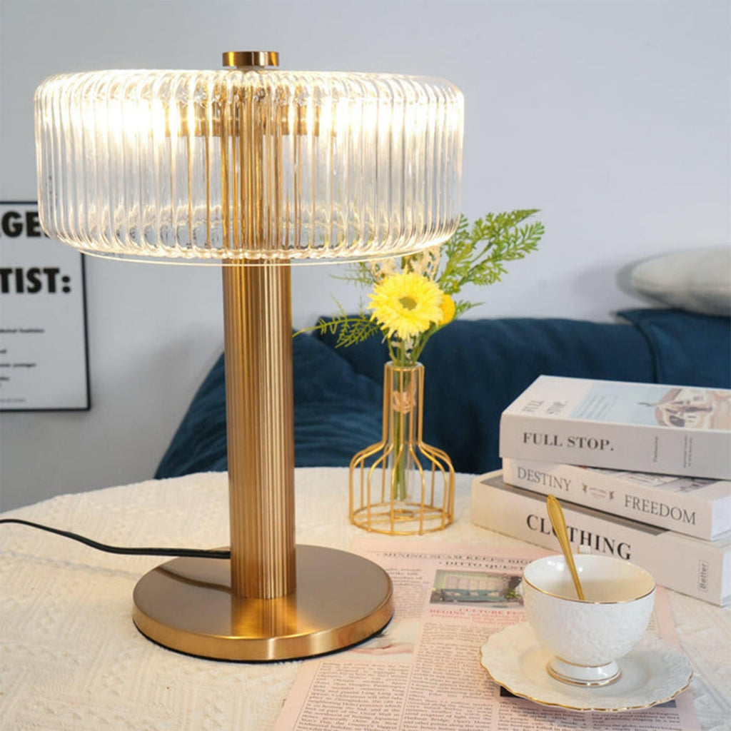 Opaque Striped Glass Shade Table Lamp