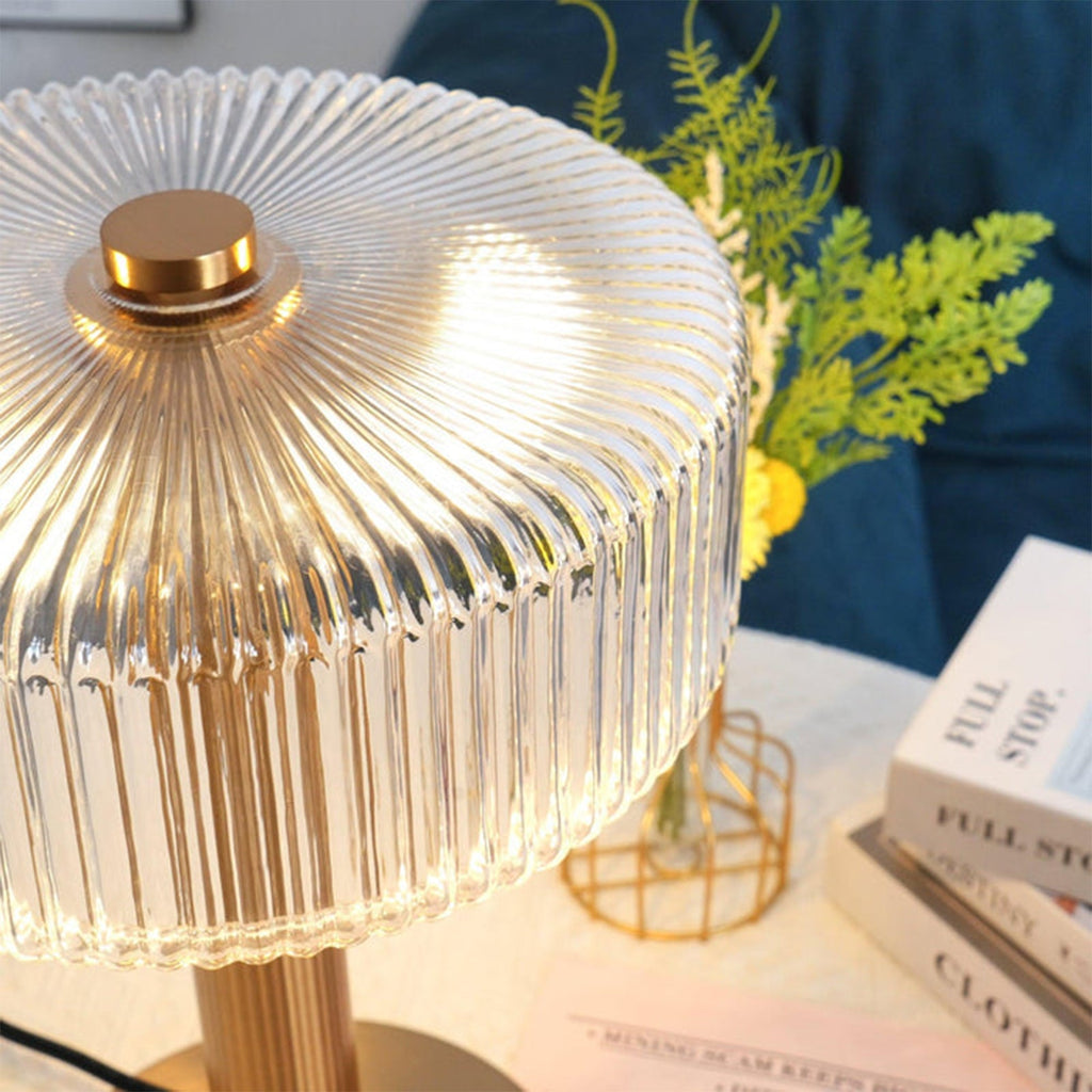 Opaque Striped Glass Shade Table Lamp