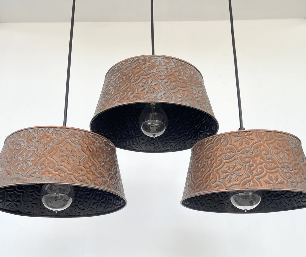 Ornate Copper CHANDELIER Rectangular TRIO Light