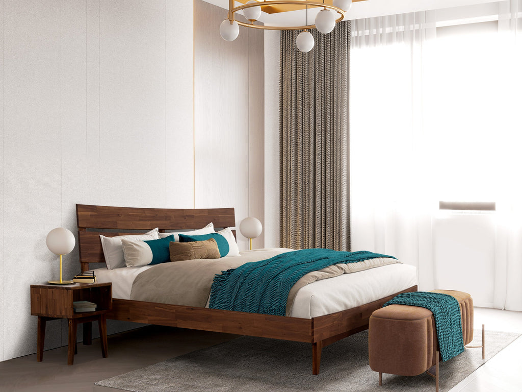 Acacia Aurora Bed Frame & Nightstand Set for Stylish Bedrooms