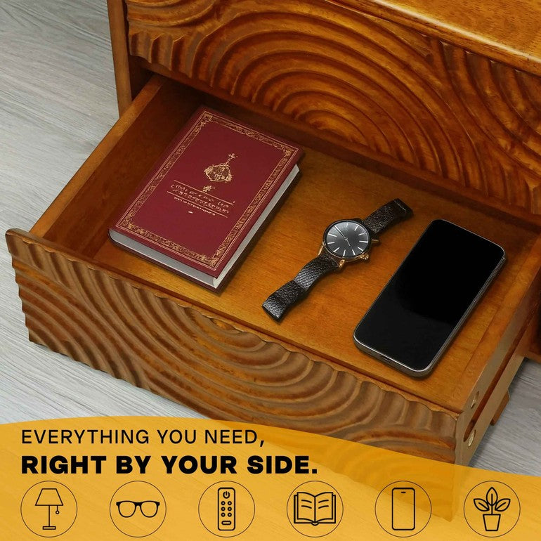 Acacia Harmony Nightstand with 2 Drawers for Elegant Bedroom Storage