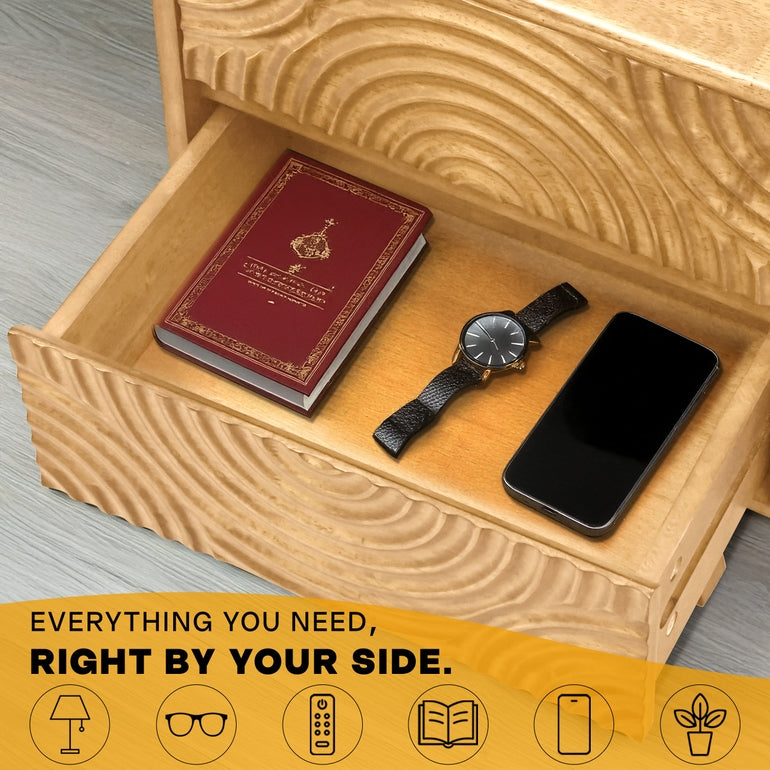 Acacia Harmony Nightstand with 2 Drawers for Elegant Bedroom Storage