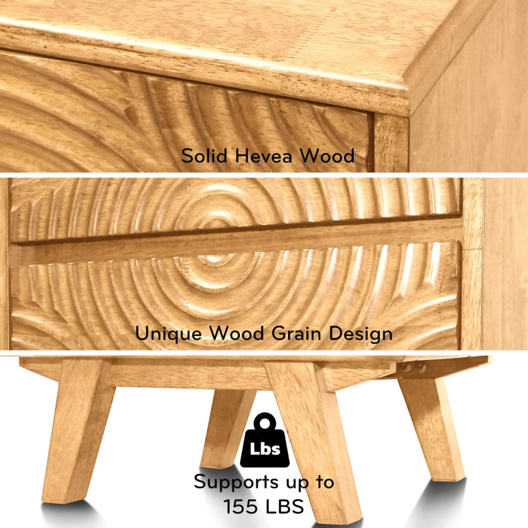 Acacia Harmony Nightstand with 2 Drawers for Elegant Bedroom Storage