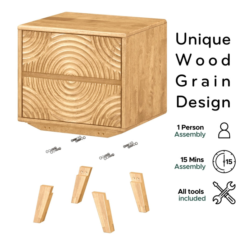 Acacia Harmony Nightstand with 2 Drawers for Elegant Bedroom Storage