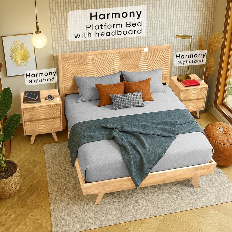 Acacia Harmony Nightstand with 2 Drawers for Elegant Bedroom Storage