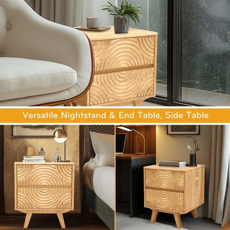 Acacia Harmony Nightstand with 2 Drawers for Elegant Bedroom Storage