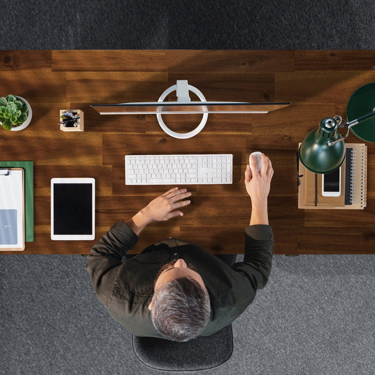 Acacia Lagom 48" Solid Wood Work Desk with Drawers for Functional Home Office