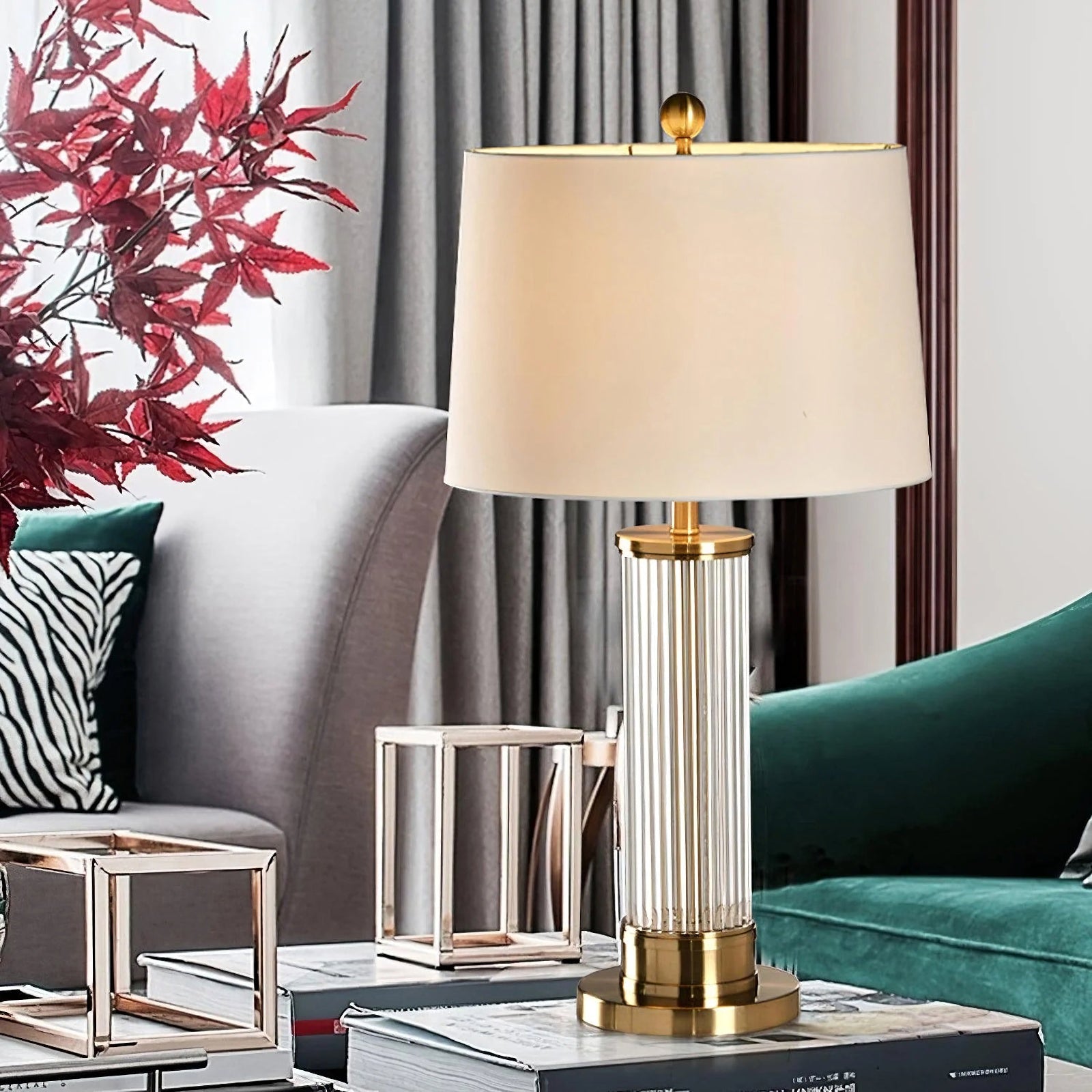 Round Metal Glass Table Lamp