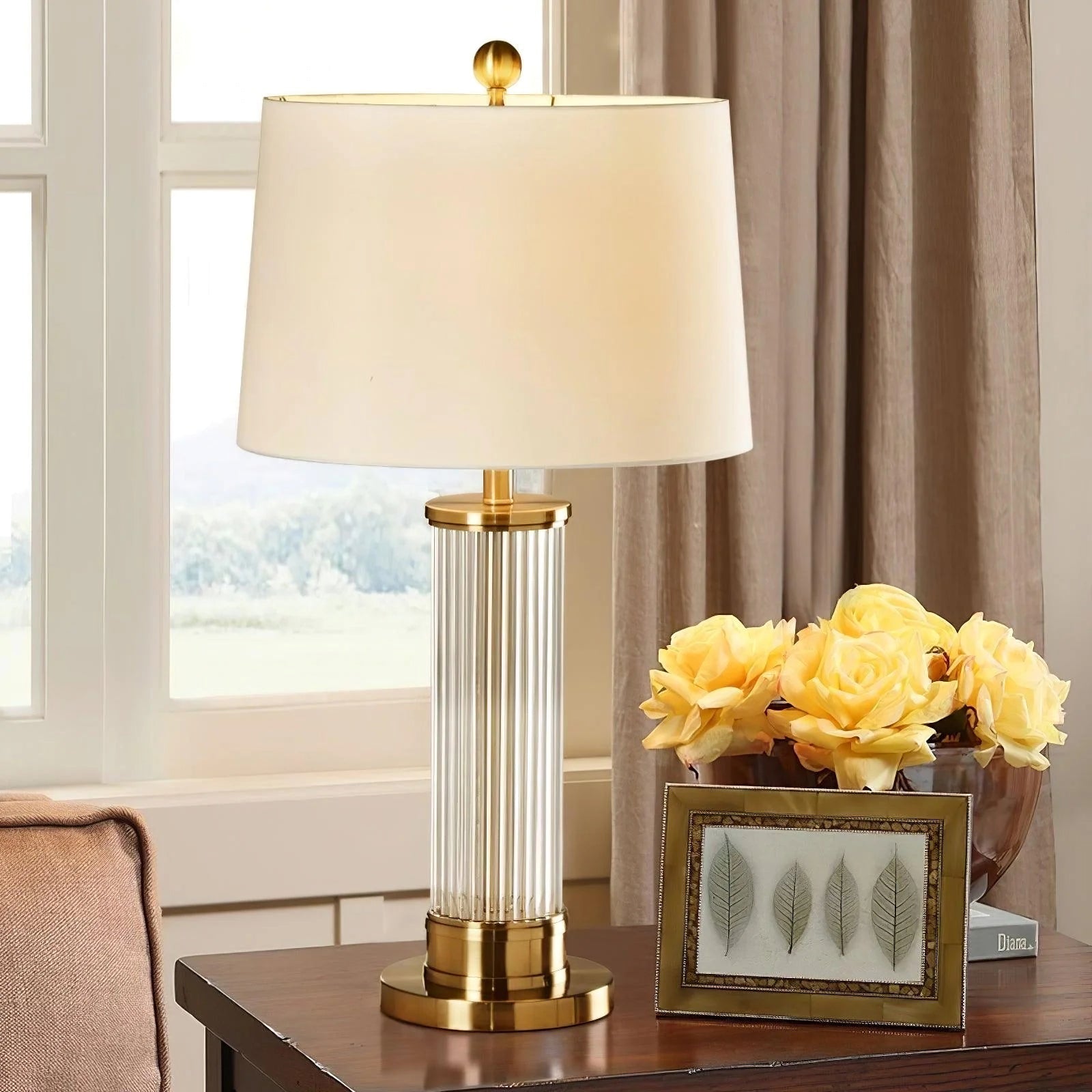 Round Metal Glass Table Lamp