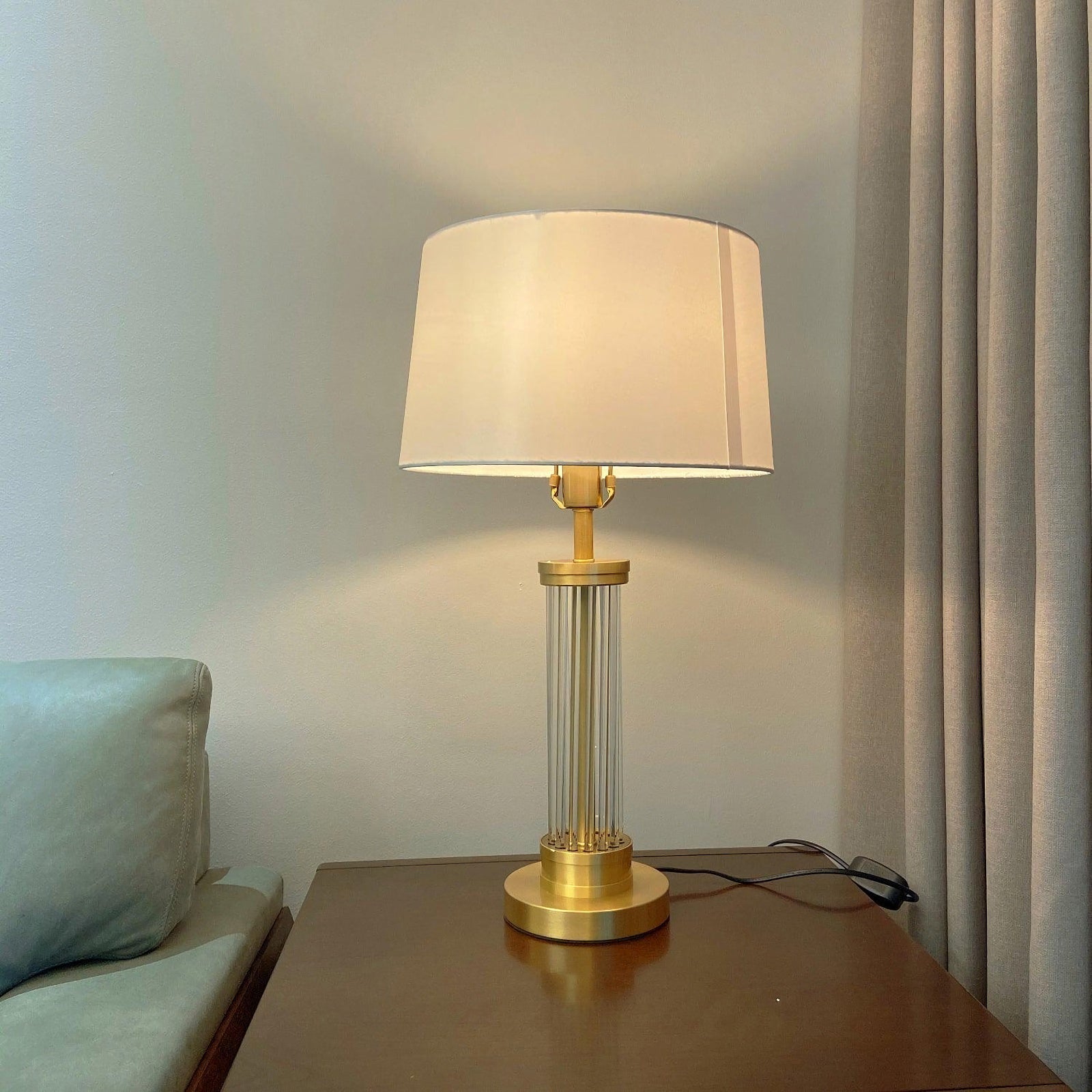 Round Metal Glass Table Lamp