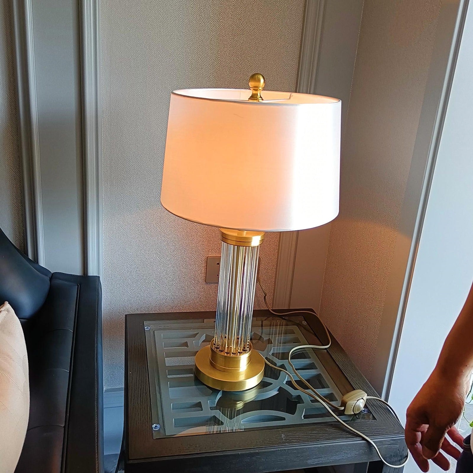 Round Metal Glass Table Lamp