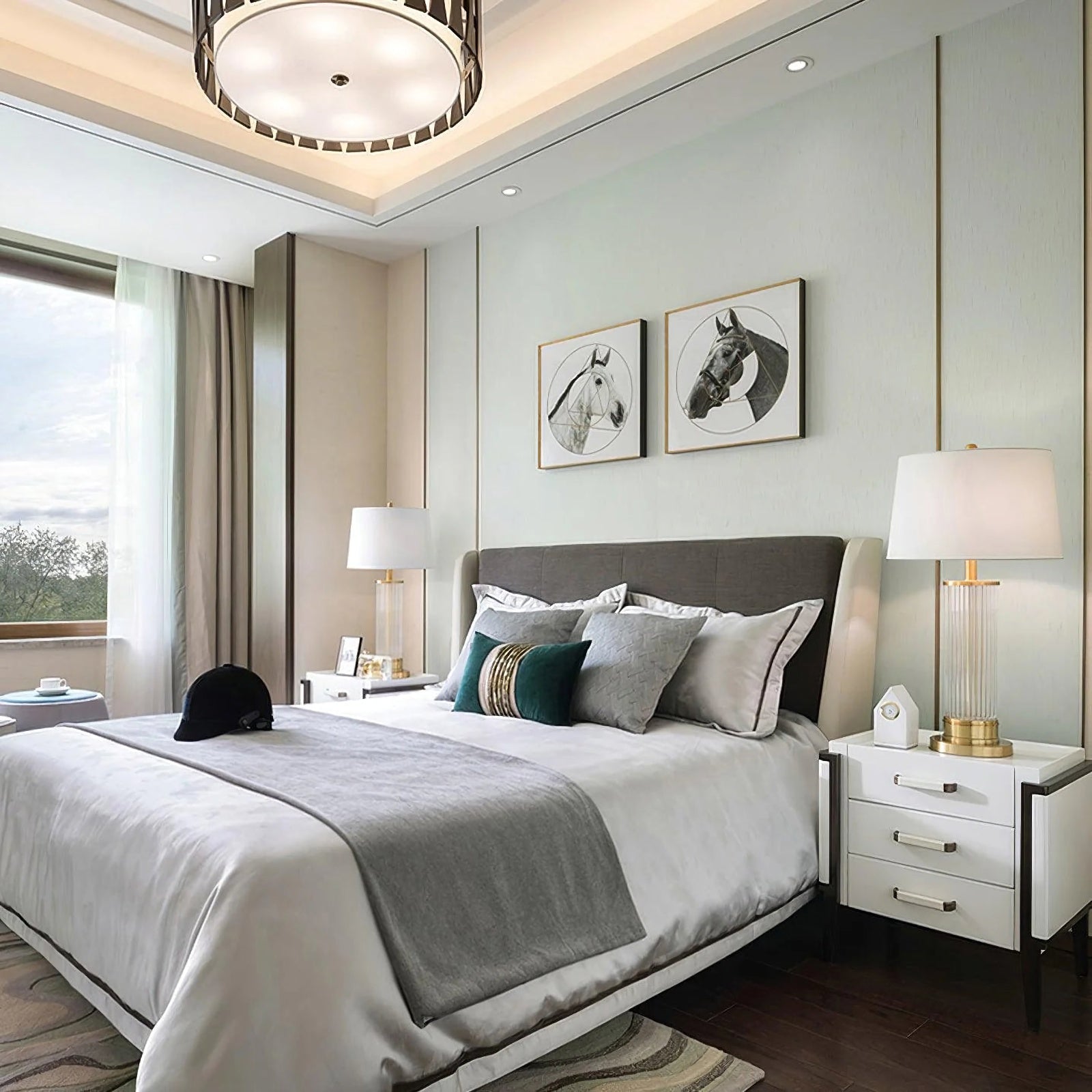 Round Metal Glass Table Lamp