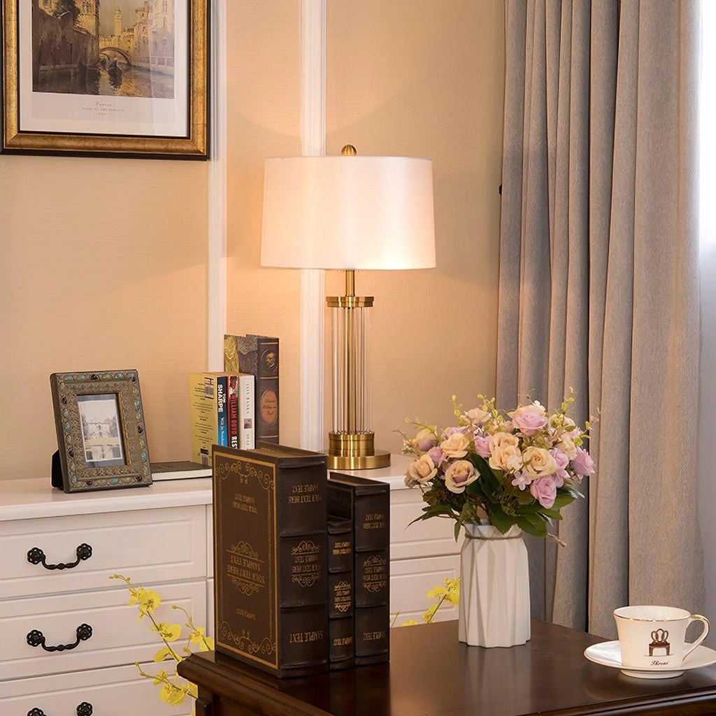 Round Metal Glass Table Lamp