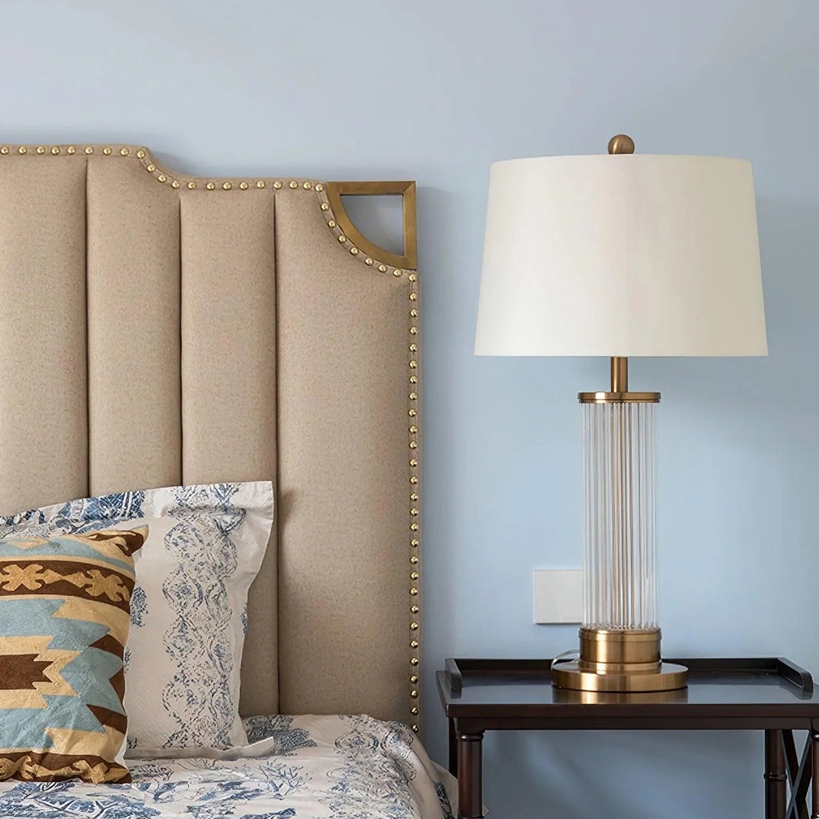 Round Metal Glass Table Lamp