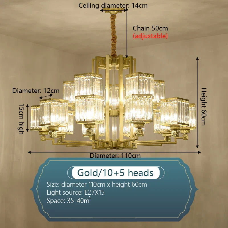DecorBites™ Crystal Chandelier Villa Living Room Lighting