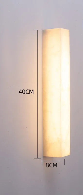 Sienna Verro Long Marble Wall Sconce — Modern Copper & Stone Accent Lighting for Hall, Living Room & Boutique Interiors