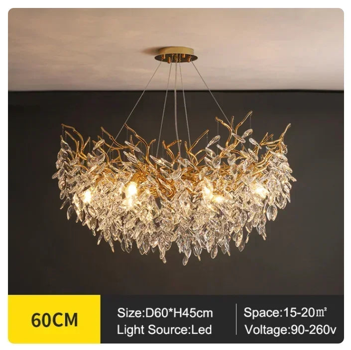 DecorBites™ Golden Branch Ceiling Chandelier with LED Crystal Lights
