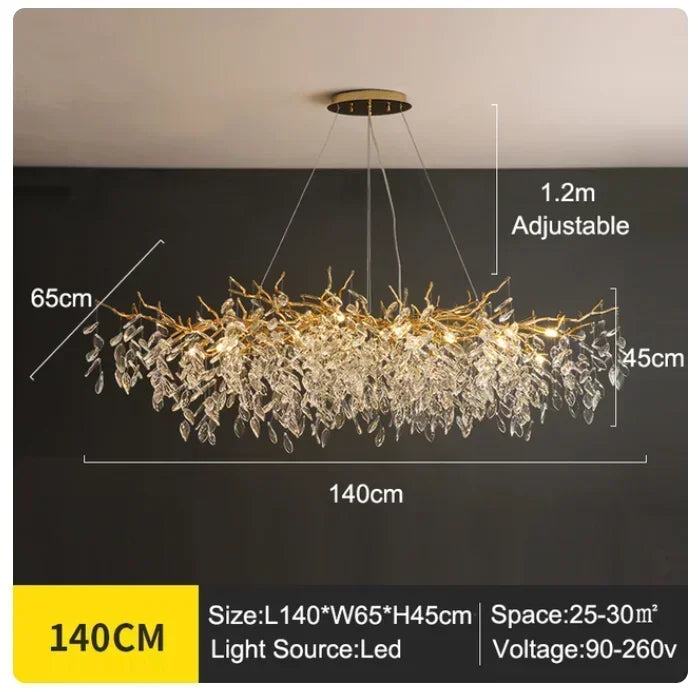 DecorBites™ Golden Branch Ceiling Chandelier with LED Crystal Lights
