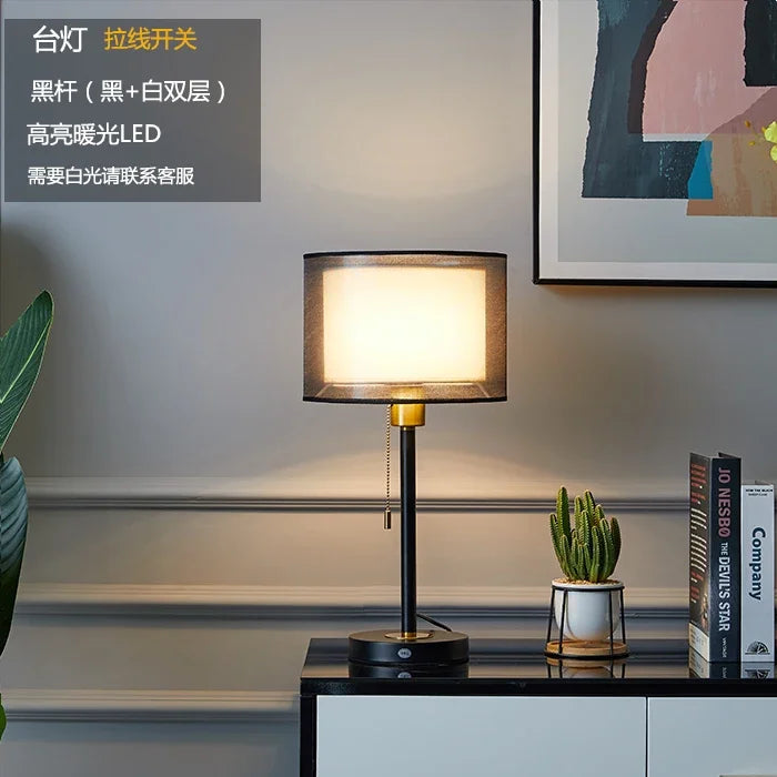 American Retro Gold Nordic Table Lamp – Luxury Warm LED Bedside & Study Light