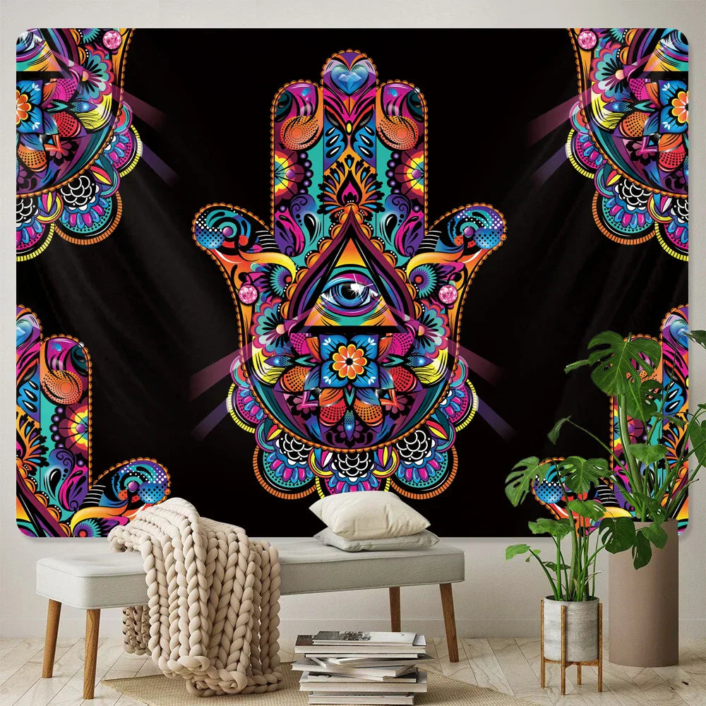 DecorBites™ Lucky Hand Mandala Tapestry Wall Hanging Boho Decor