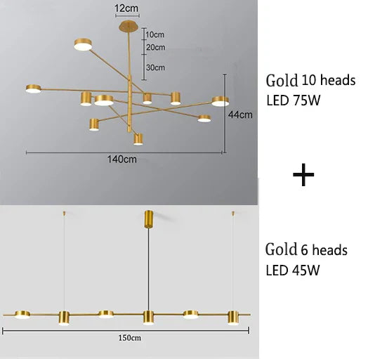 Swivel LED Chandelier - Versatile for Living, Dining, Office - Sleek Black Pendant Light - Modern Home Decor