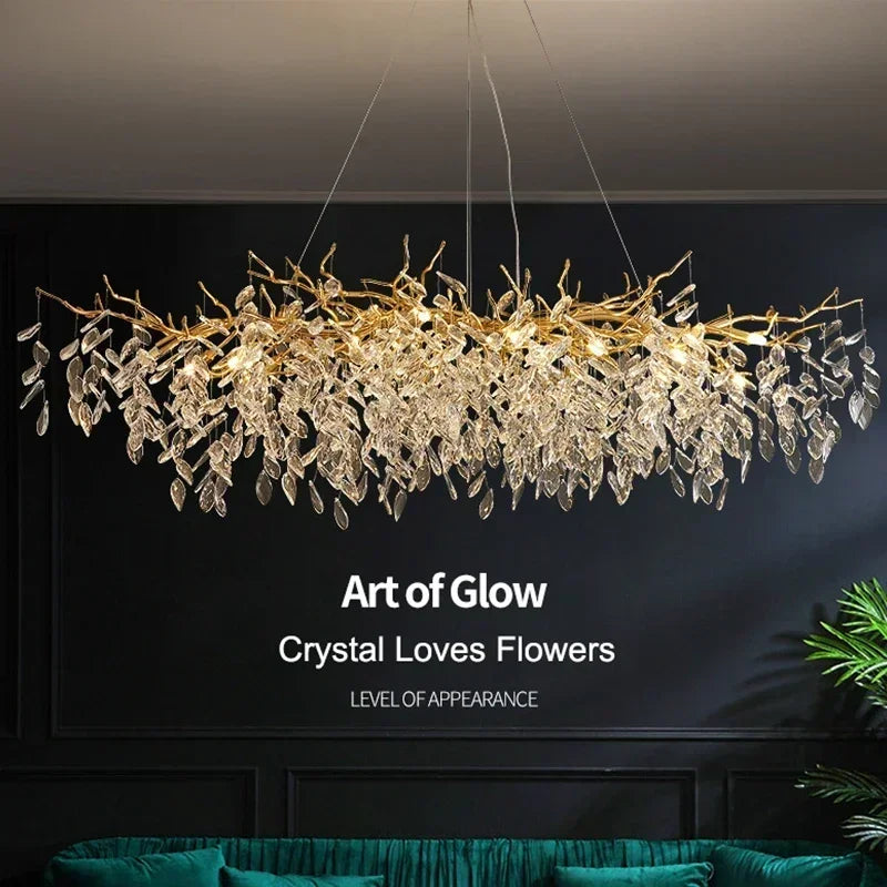 DecorBites™ Golden Branch Ceiling Chandelier with LED Crystal Lights