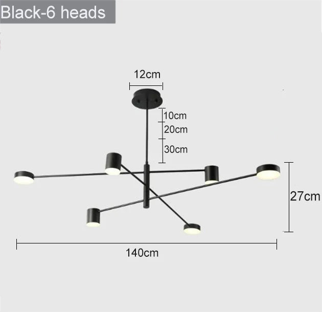 Swivel LED Chandelier - Versatile for Living, Dining, Office - Sleek Black Pendant Light - Modern Home Decor