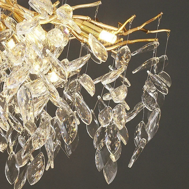 DecorBites™ Golden Branch Ceiling Chandelier with LED Crystal Lights