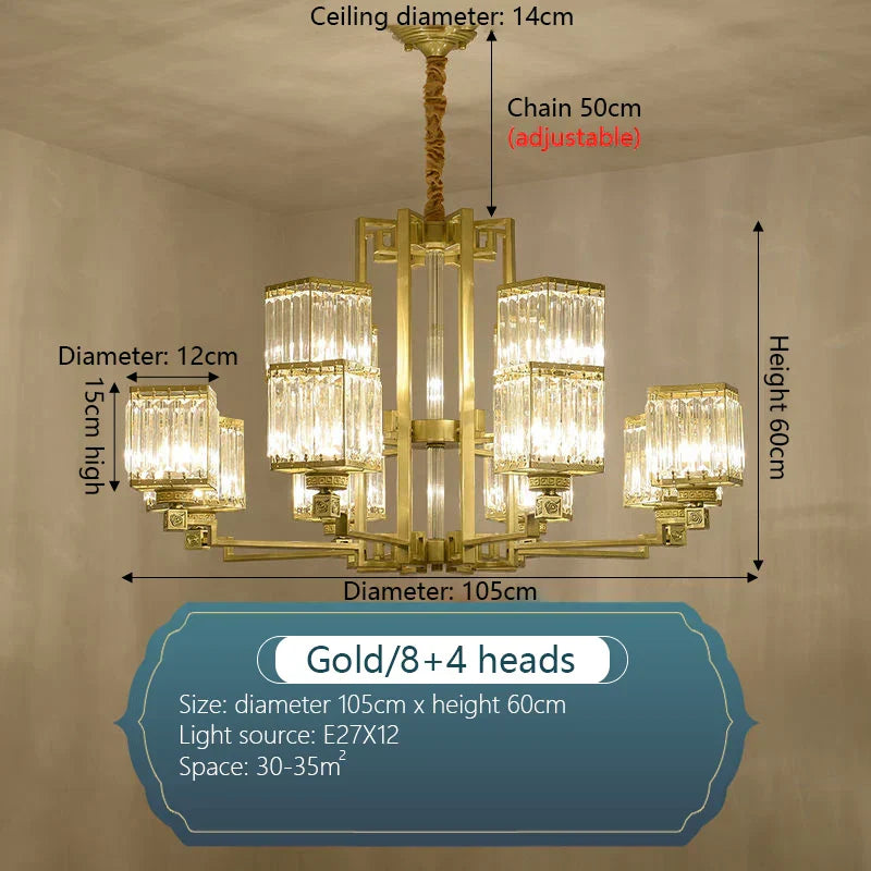 DecorBites™ Crystal Chandelier Villa Living Room Lighting