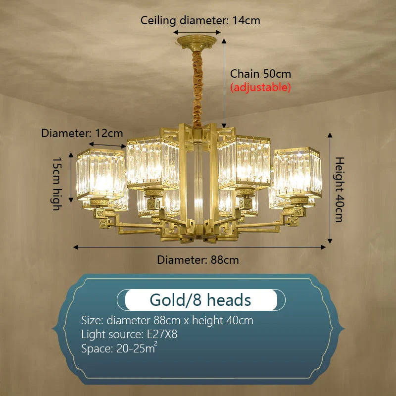 DecorBites™ Crystal Chandelier Villa Living Room Lighting