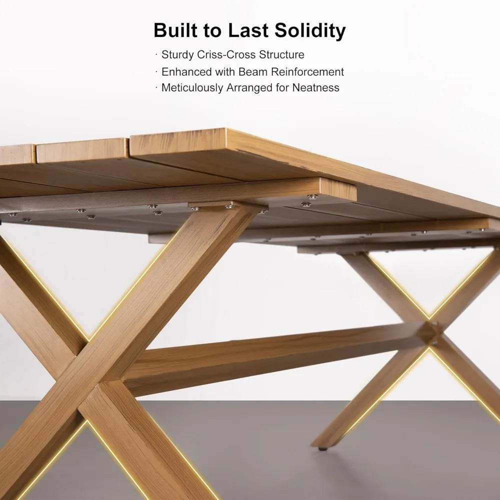 11 Pieces Patio Dining Set with Teak-Finish Aluminum Frame