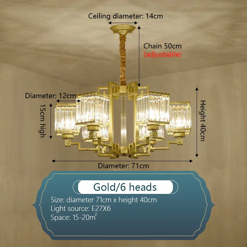 DecorBites™ Crystal Chandelier Villa Living Room Lighting