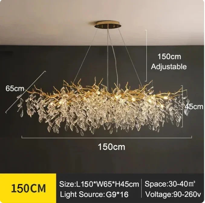 DecorBites™ Golden Branch Ceiling Chandelier with LED Crystal Lights