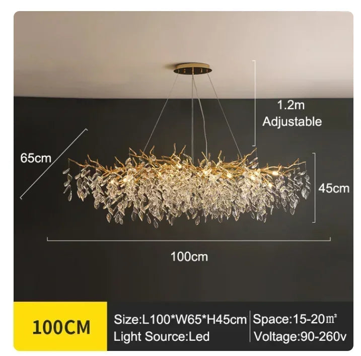 DecorBites™ Golden Branch Ceiling Chandelier with LED Crystal Lights