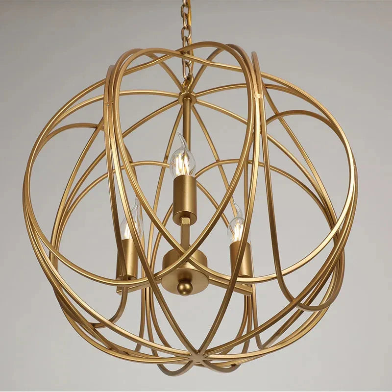DecorBites™ Gold Crystal Chandelier Ring Ball Ceiling Light