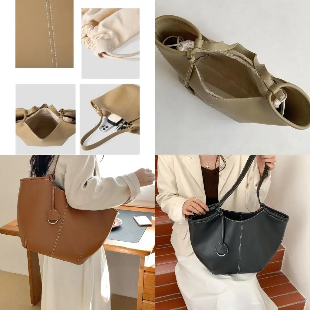 X90D Elegant PU Leather Underarm Bag Casual Handbag Professional Shoulder Purse
